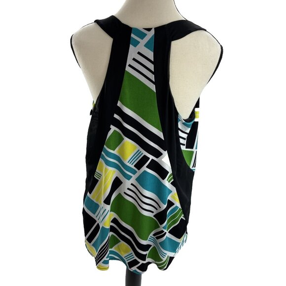Worthington Womens L Multicolor Geometric Print Sleeveless V Neck Blouse Top - Picture 4 of 6